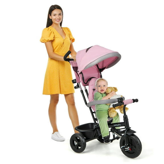 Infans 4-in-1 Multifunctional Tricycle Kids Trike w/ Removable Canopy &  Push Handle