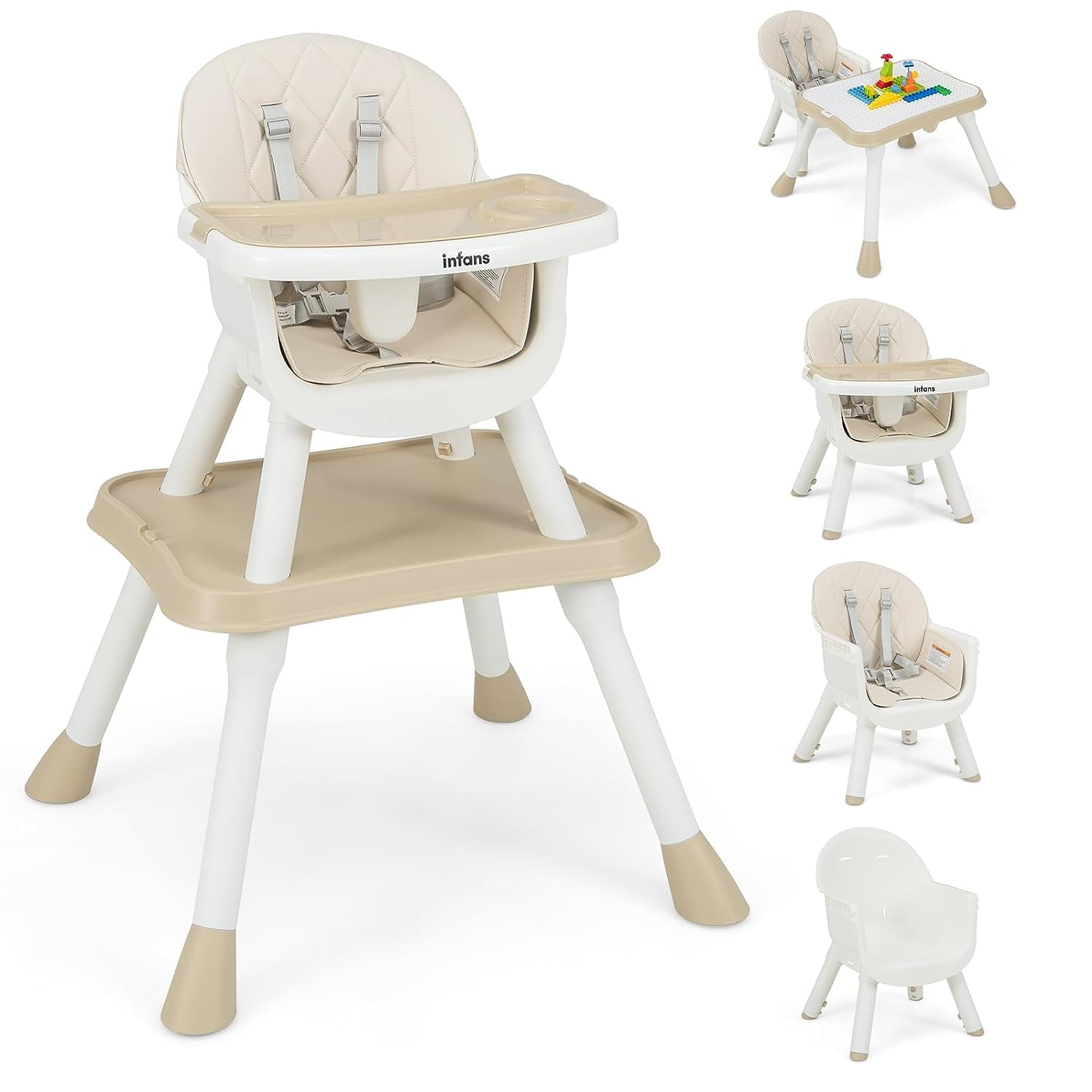 INFANS 6 in 1 Baby High Chair, Convertible Highchair for Babies and