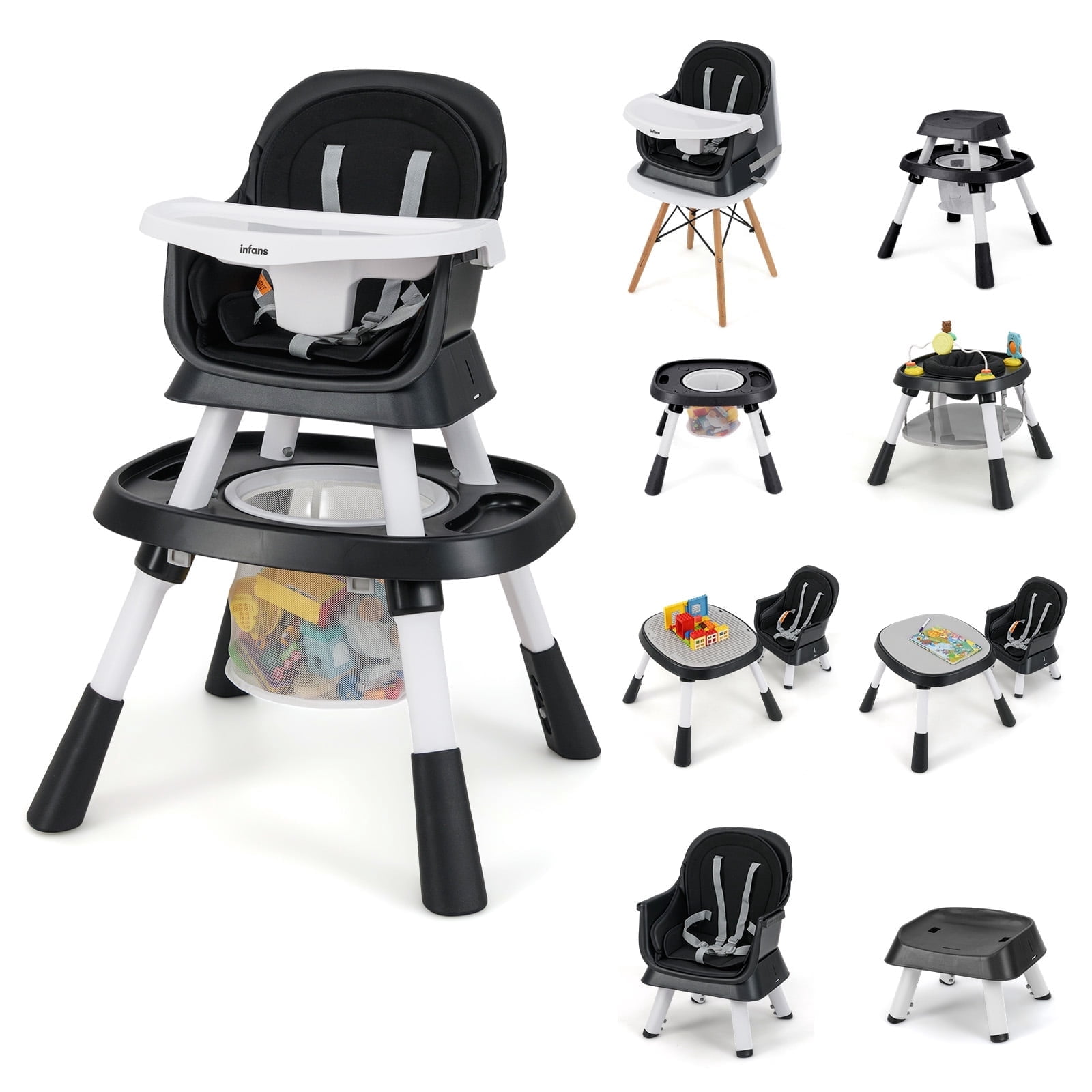 INFANS 9 in 1 High Chair, Convertible Baby Highchair for Babies and ...