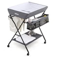 thumbnail image 1 of INFANS Baby Changing Table with Wheels, Portable Folding Diaper Station Nursery Organizer with Storage Basket, Hanging Rack, Adjustable Height, Safety Belt for Newborn Infant, 1 of 8