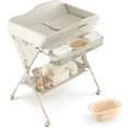 thumbnail image 1 of INFANS Baby Changing Table with Wheels, Portable Folding Diaper Station Nursery Organizer with Storage Basket, Hanging Rack, Adjustable Height, Safety Belt for Newborn Infant, 1 of 9