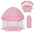 INFANS Baby Playpen with Removable Mesh & UV Canopy, 53" Portable