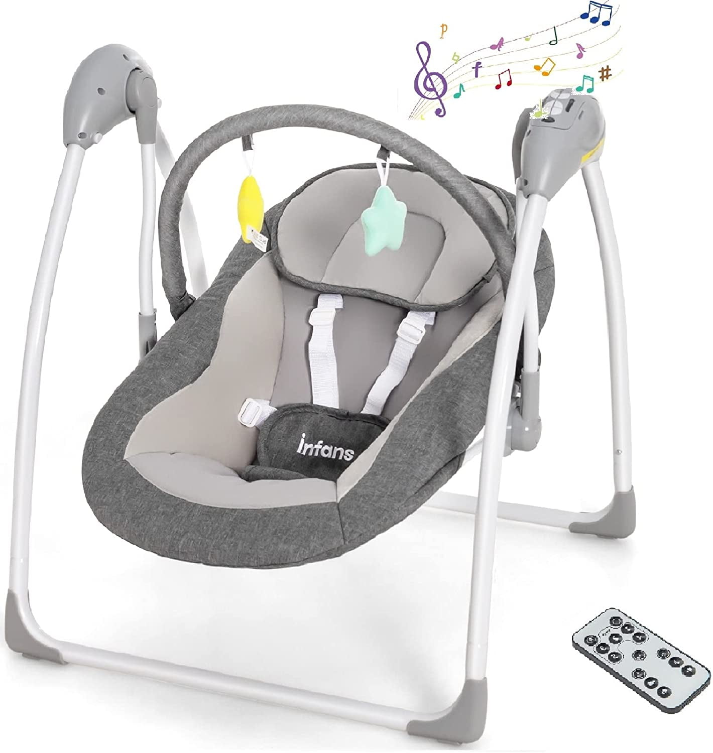 INFANS Baby Swing for Infants, Compact Portable Baby Electric Rocker