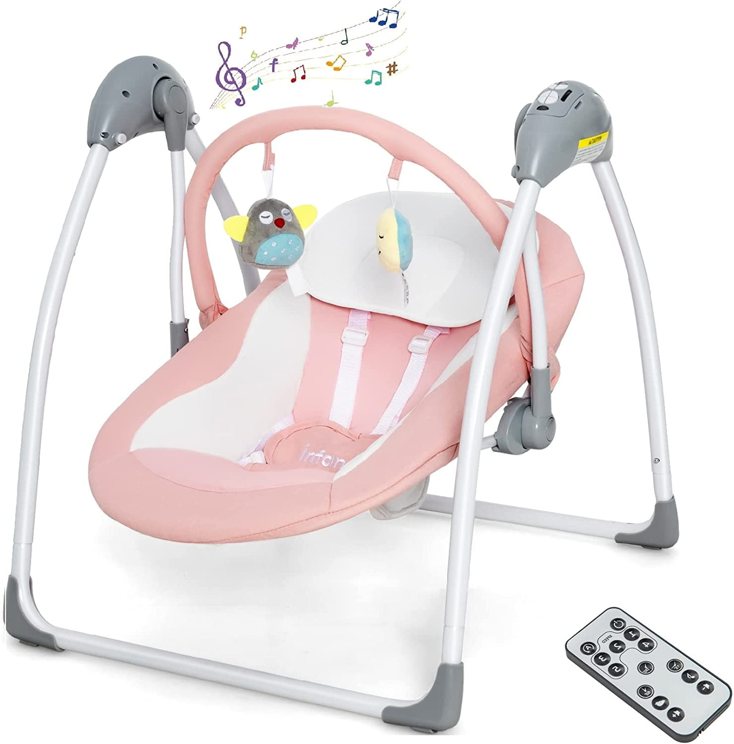 INFANS 2 in 1 Baby Swing and Bouncer, Portable Newborn Rocker with 5 S