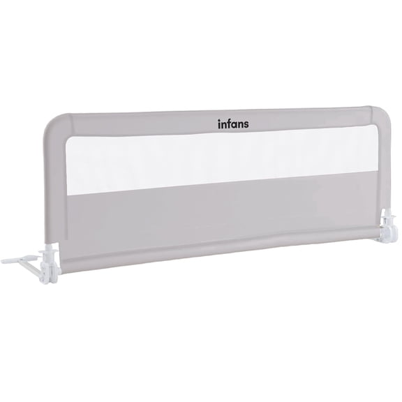 INFANS Bed Rail for Toddlers, 59" Foldable Safety Baby Bed Rail Fit for Kids Twin, Extra Long Swing Down Bed Guardrail for Convertible Queen, Full, King Mattress Side Guard