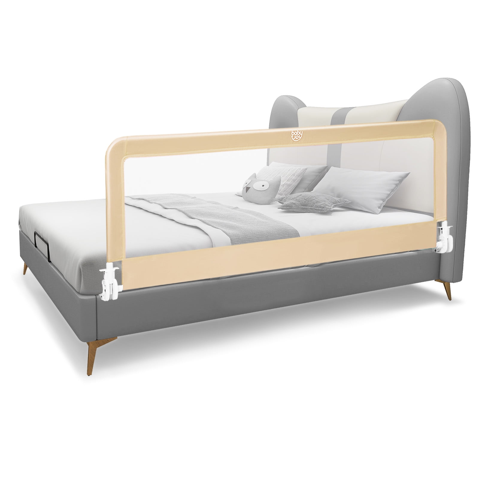 Infans 59" Breathable Baby Children Toddlers Bed Rail Guard Safety Swing Down Beige
