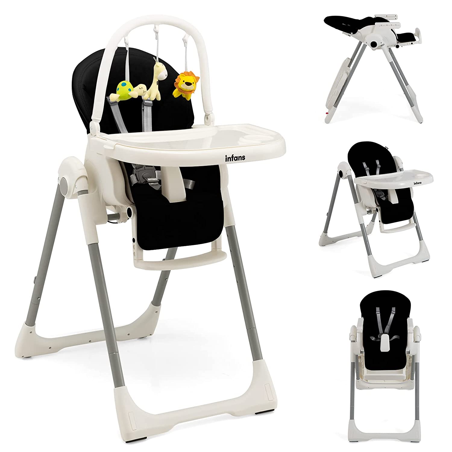 INFANS High Chair for Babies and Toddlers, Foldable Highchair with 7