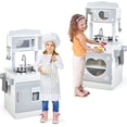 INFANS Kid Kitchen Playset, Toddler Wooden Pretend Cooking Set with ...