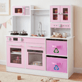 thumbnail image 1 of INFANS Kids Kitchen Play Set, Wooden Pretend Play Kitchen with Realistic Lights Sounds Coffee Maker Dishwasher Microwave Oven Foldable Fabric Drawers, Toddler Cooking Toys for Boys Girls, 1 of 10