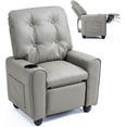 thumbnail image 1 of INFANS Kids Recliner, Toddler Lounge Chair with Adjustable Backrest Footrest Cup Holder Side Pockets, PU Leather Toddler Couch, 1 of 9