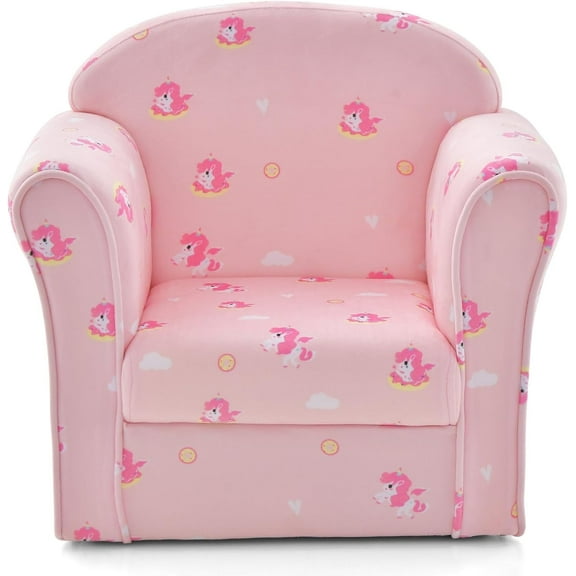 OLAKIDS Kids Sofa, Toddler Armchair Chair with Sturdy Wood Construction Cartoon Pattern, Upholstered Children Armrest Couch for Nursery Kindergarten Playroom Preschool, Gift for Boys Girls (Unicorn)