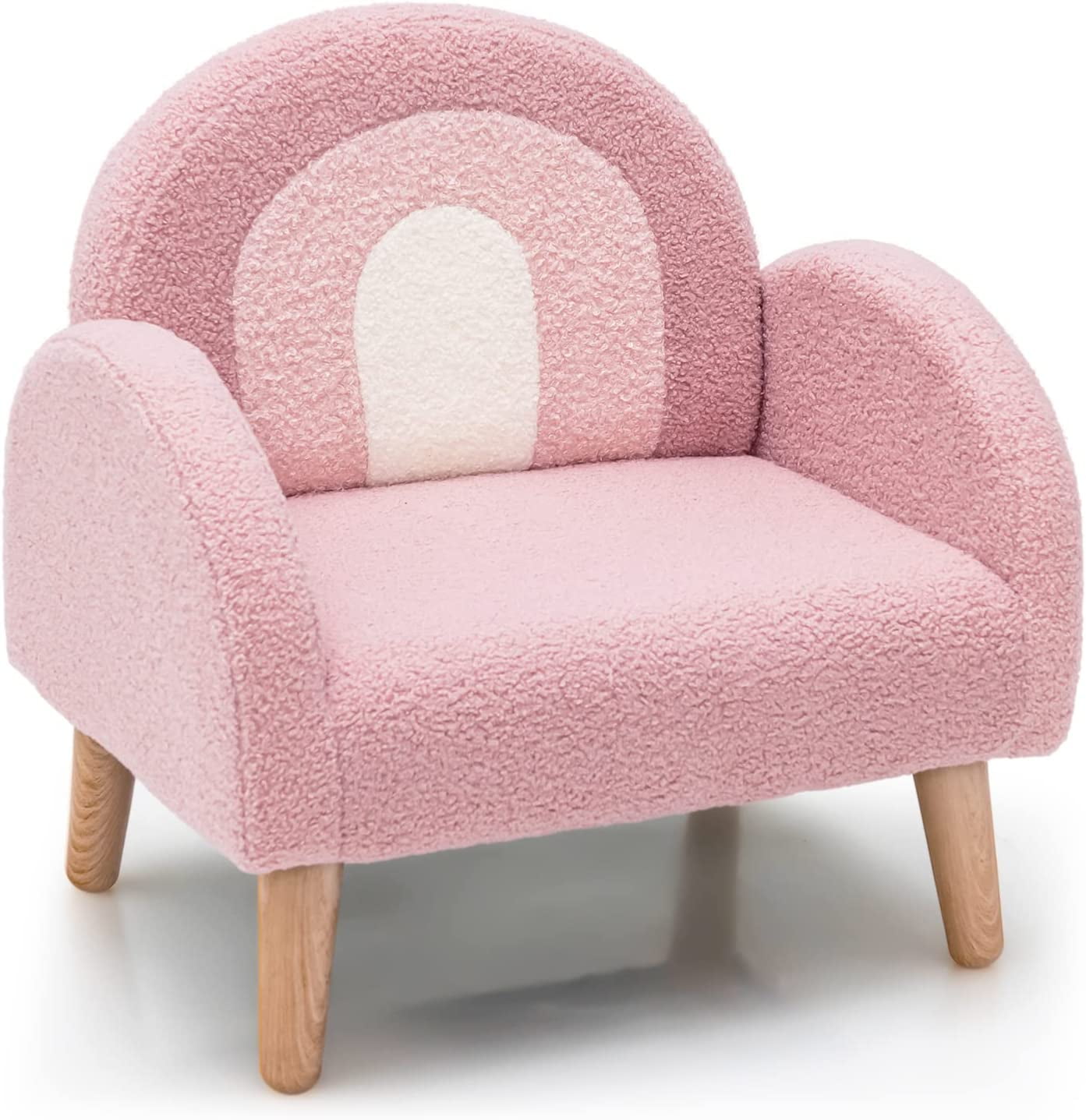 Solid Wood Frame Scandi Linen Armchair Cushioned Mini Sofa Children Chair  Settee