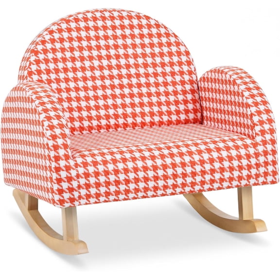 INFANS Kids Sofa, Toddler Rocking Chair with Solid Wooden Frame, Anti-Tipping Design, Plush Fabric, Children Armchair for Nursery Kindergarten Gift for Boys Girls