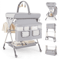 thumbnail image 1 of INFANS Portable Baby Changing Table with Wheels, Foldable Diaper Changing Station with Adjustable Heights, Large Organizer Storage for Newborn Infant, 1 of 9