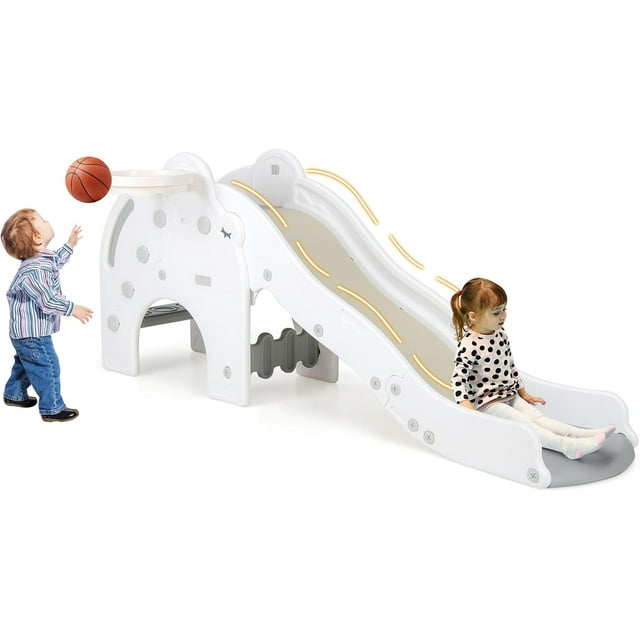 INFANS Toddler Slide, 4 in 1 Indoor Kids Slide Wave Slideway Max Load