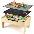 thumbnail image 1 of INFANS Train Table, 80 Pieces Wooden Kids Activity Toy Table Playset with Reversible Detachable Tabletop, Tracks, Train, Railway, City, Gift for Toddler Boys Girls Ages 3+, 1 of 9
