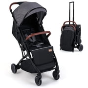 INFANS Travel Stroller, Lightweight Compact Baby Stroller for Airplane with One-Hand Fold, Multi-Position Recline, Canopy, 4 Wheel Suspension, Storage Basket