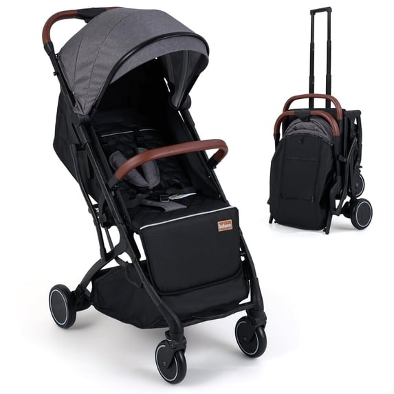 INFANS Travel Stroller, Lightweight Compact Baby Stroller for Airplane with One-Hand Fold, Multi-Position Recline, Canopy, 4 Wheel Suspension, Storage Basket