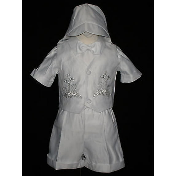 INFANT BOY & TPDDLER CHRISTENING BAPTISM VEST SHORTS SUITGOLD NEW BORN 0-30M
