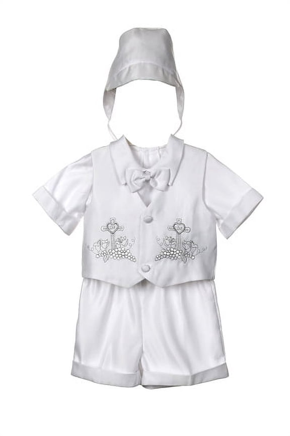 INFANT BOY & TPDDLER CHRISTENING BAPTISM VEST SHORTS SUITGOLD NEW BORN 0-30M