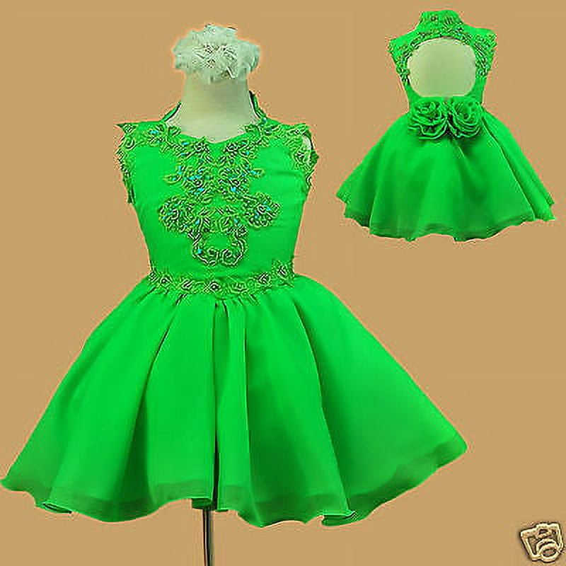 INFANT & GIRL PAGEANT FORMAL PARTY FLOWER GIRL SHORT DRESS GREEN 1 2 3