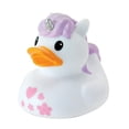 thumbnail interactive-video image 1 of Infantino Fun Time Duck Baby Bath Toy, Squeezable Floating Duck, BPA-Free, Infant & Toddler Bath Toy, Unicorn, 1 of 10
