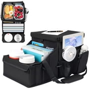 INFANZIA Car Seat Organizer, Backseat Van Organizer with Cup Holders for Car Front Passenger and Back Seat, Carseat Storages with Cooler Compartment for Kids and Adults for Toy, Snacks, Black