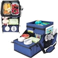 thumbnail image 1 of INFANZIA Car Seat Organizer, Backseat Van Organizer with Cup Holders for Car Front Passenger and Back Seat, Carseat Storages with Cooler Compartment for Kids and Adults for Toy, Snacks , Dark blue, 1 of 9