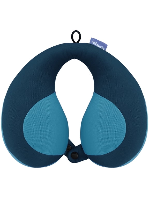 Chin Supporting Travel Neck Pillow , Portable Soft Foam U-Shaped Neck Pillow in the Car seat, Airplane or Pram, Blue