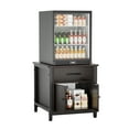 thumbnail image 1 of INFANZIA Mini Fridge Stand with Storage, Heavy Duty Mini Fridge Cabinet with Drawer, Solid Wood Beverage Refrigerator Stand Table for Dorm, Office, Bedroom, Load 220LBS, Black, 1 of 8