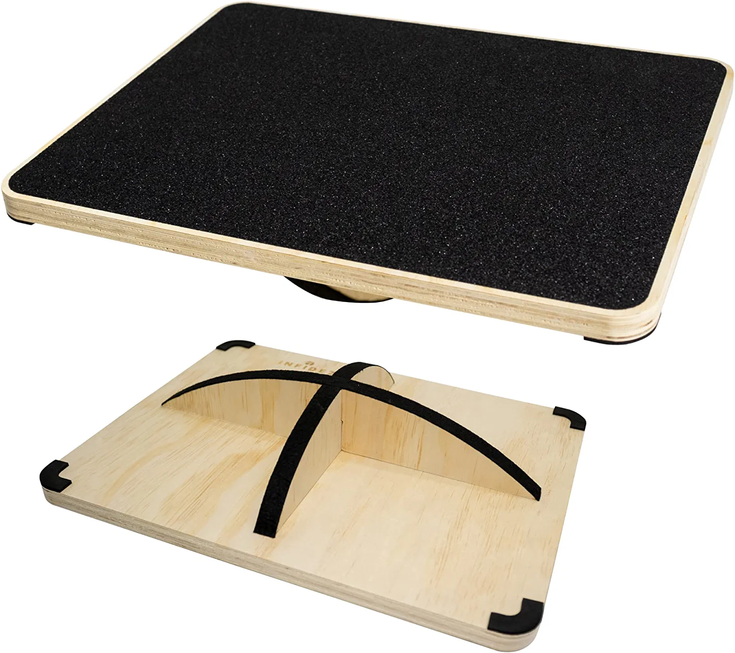 INFIDEZ 360 Degree Rotation Anti Slip Wooden Balance Board Advanced Black Large Wobble Board for Balance and Core Training Balancing Board for Under
