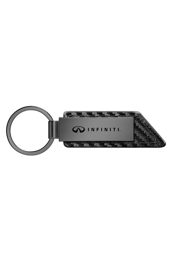 INFINITI Black PU Leather Carbon Fiber Texture Strap Black Metal Bar LED Printed Logo Key Chain