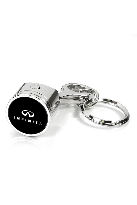 INFINITI Logo Chrome Finish Engine Piston and Rod Metal Key Chain