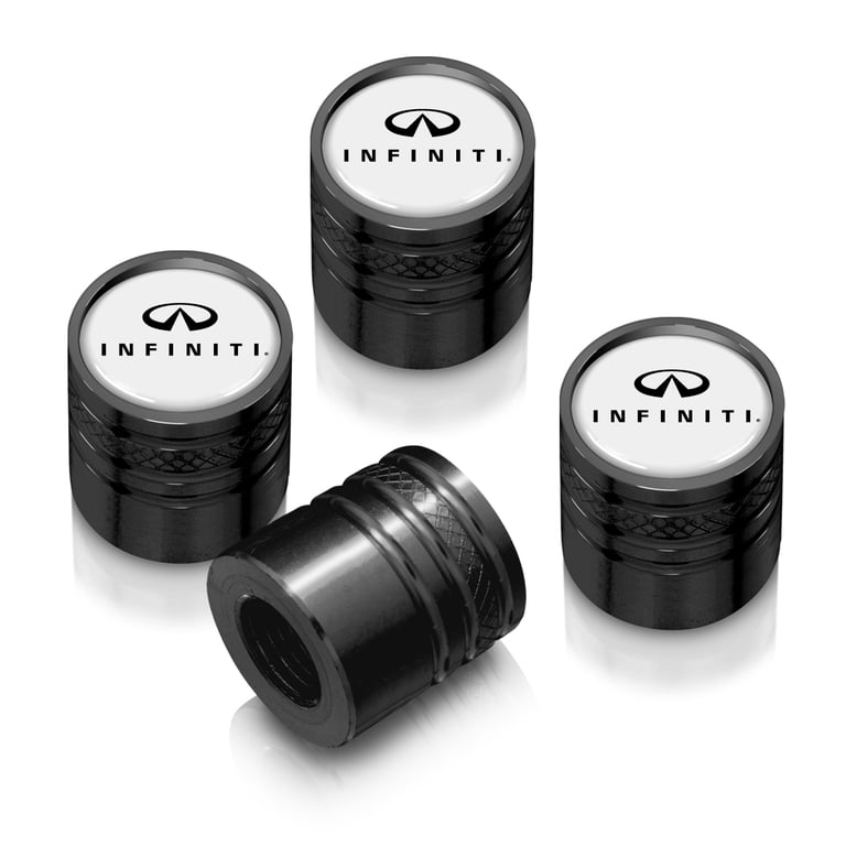 Ford Mustang GT In White On Black Aluminum Cylinder-Style Tire Valve Stem Caps