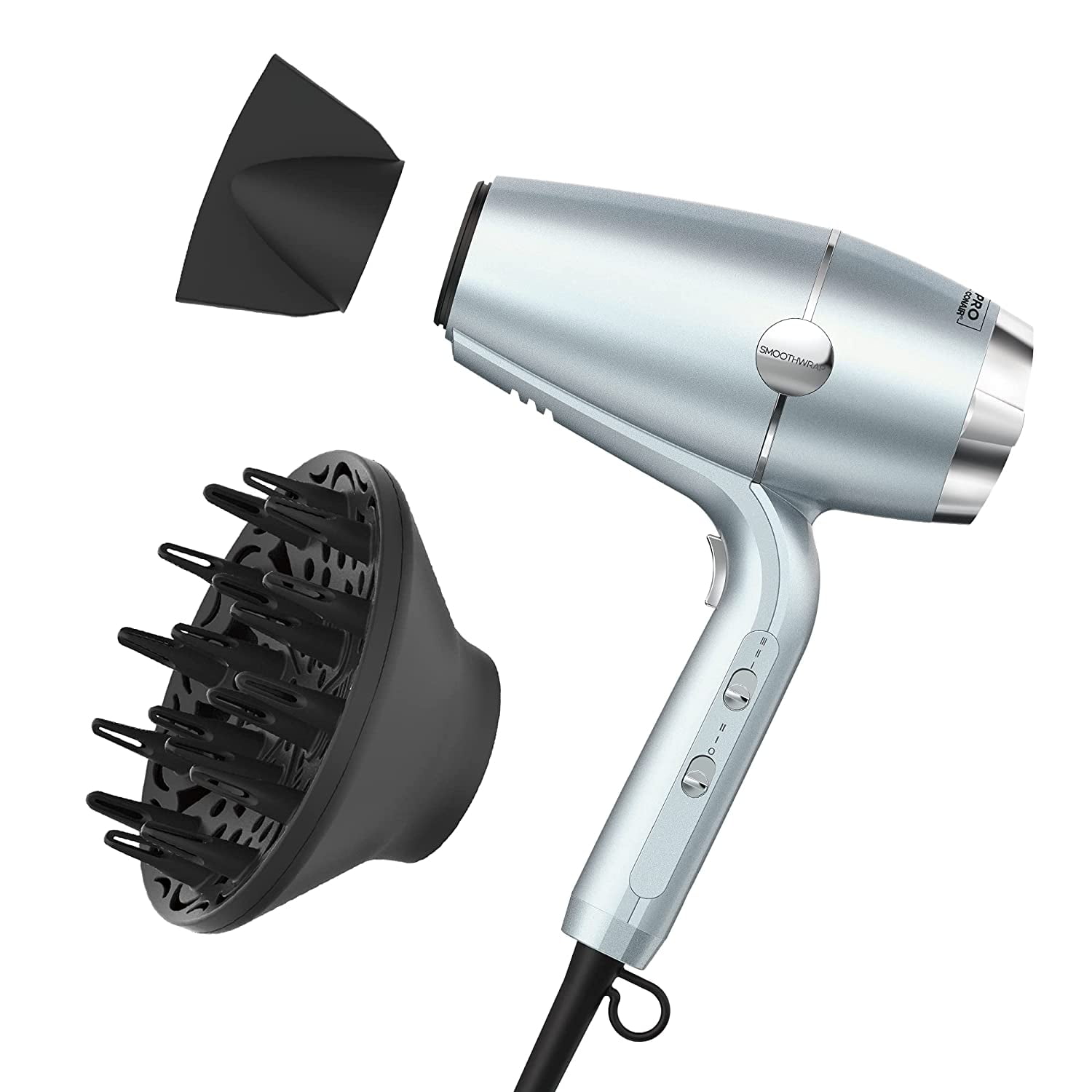 INFINITIPRO BY CONAIR SmoothWrap Hair Dryer 1875W Hair Dryer with Diffuser Blow Dryer for Less Frizz More Volume and Body with Advanced Plasma