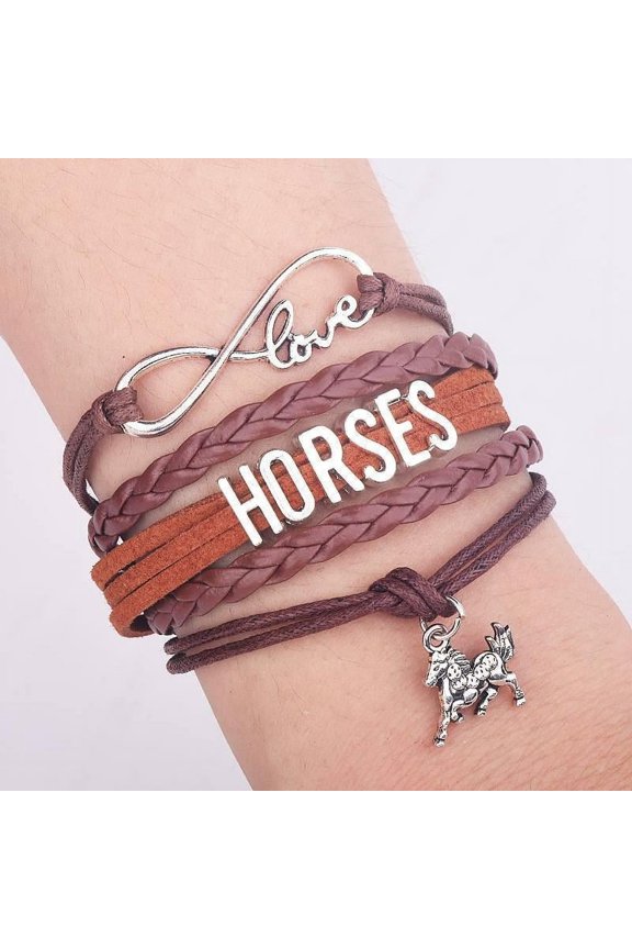 Infinity Love Horse Leather Bracelet Equestrian Jewelry for Horse Lovers Timeless Infinity Symbol Design Adjustable