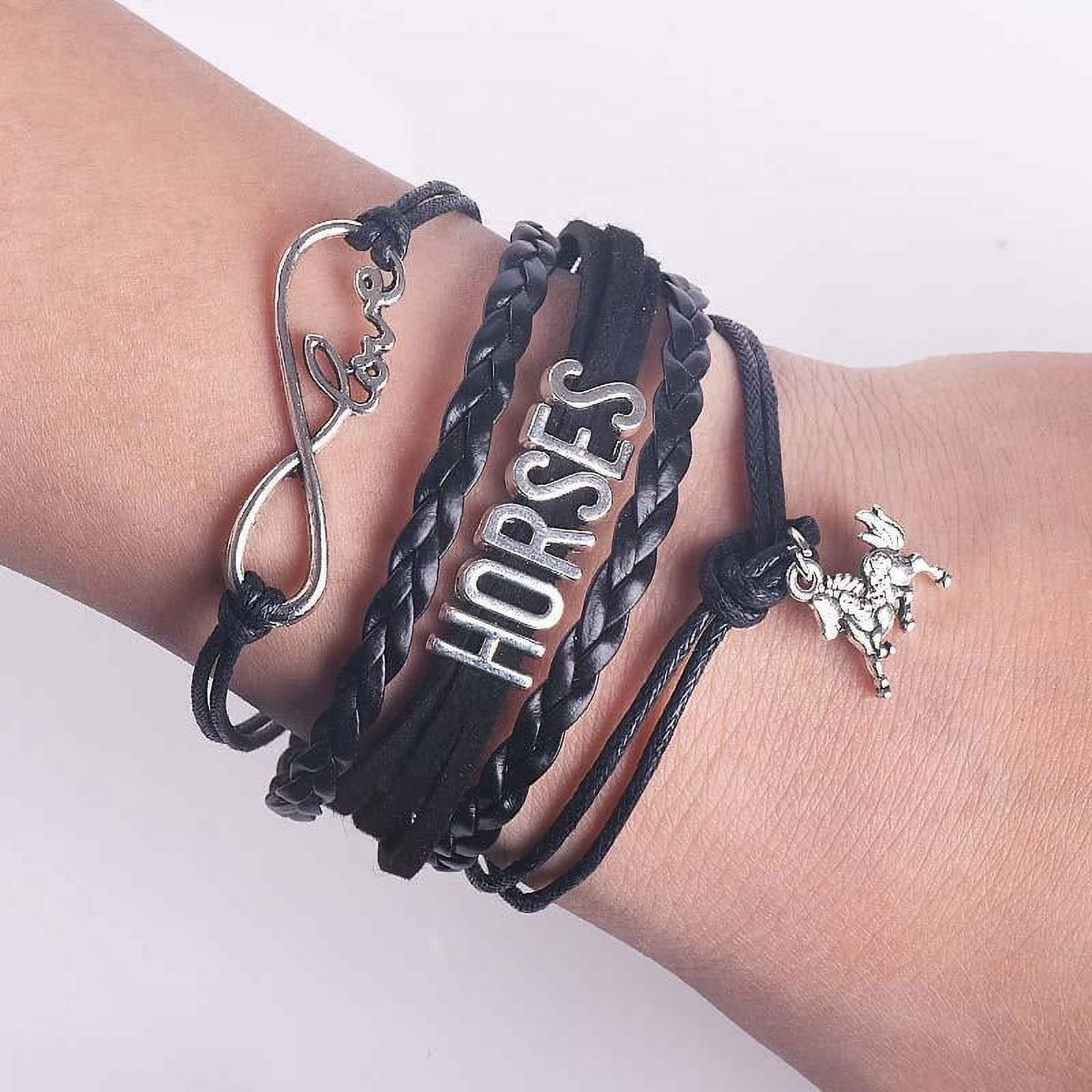 Infinity Love Horse Leather Bracelet Equestrian Jewelry for Horse Lovers Timeless Infinity Symbol Design Adjustable