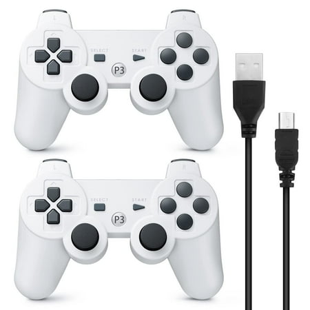INFISU 2 Pack Controllers for P3 ,Wireless P3 Gaming Controller with Double Shock & Motion Sensor,Compatible with P3 Controller Bluetooth Rechargeable Gamepad Remote,White