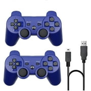 INFISU 2 Pack Controllers for PS3 ,Wireless Playstation 3 Gaming Controller with Double Shock & Motion Sensor, PS3 Controller Bluetooth Rechargeable Gamepad Remote,Blue