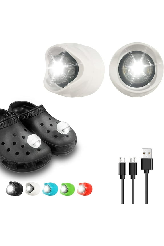 2 Pcs Lights for Crocs,Rechargeable Headlights for Crocs ,Lights Flashlights Attachment for Kids Boys Adults Men Women Crocs with 3 Light Modes Hands-Free Night for Walking, Camping, Running