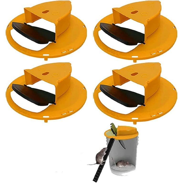 Gardenix Decor 5 Gallon Bucket Lid Mouse Rat Trap 4 Pack- Automatic Reset  Flip and Slide Mouse Trap - Humane Mouse Rat Traps for Indoor Outdoor Use 