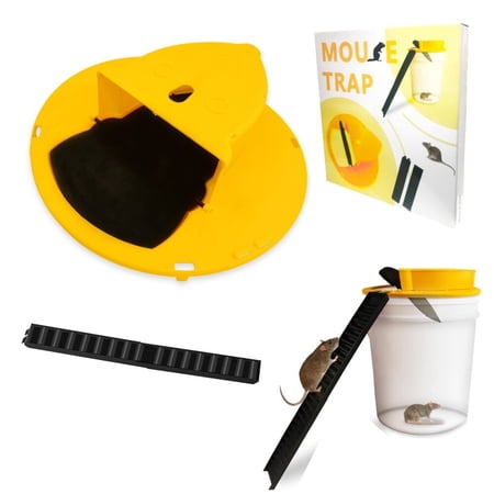 INFISU Bucket Mouse Traps,Mousetrap Slide Bucket Lid,Humane Mice Trap with Flip Lid Mousetrap Catcher Automatic Mouse Catching Tool Indoor Outdoor,1 Pack