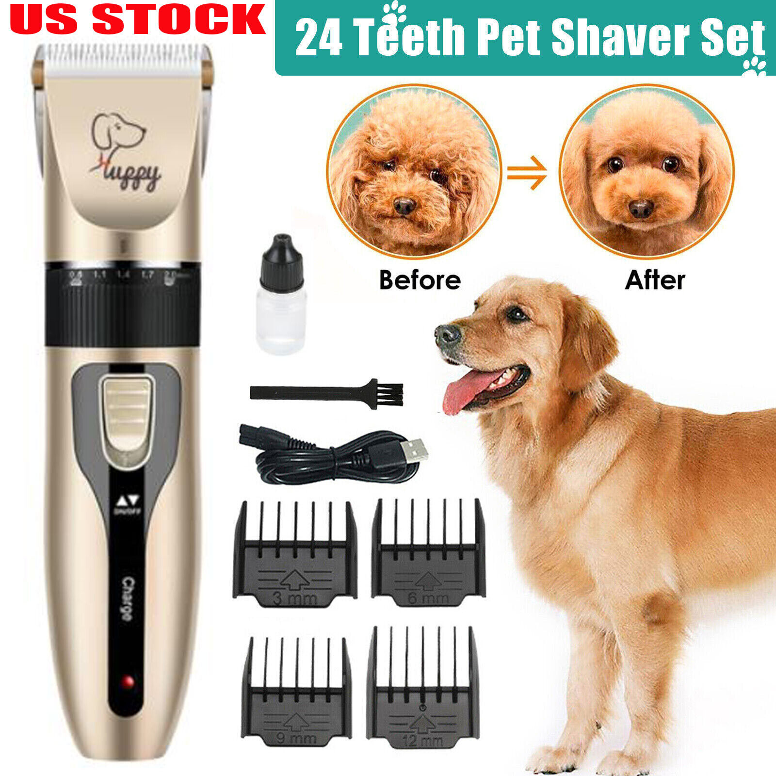 INFISU Cordless Dog Clippers,Professional Grooming Kit Dog Shaver, USB