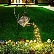 INFISU Solar Watering Can Lights for Garden Decor,Outdoor Waterfall Hanging Solar Lights with String,Solar Art Light,Retro Metal Hanging Solar Lantern for Porch Lawn Driveway Backyard Pathway