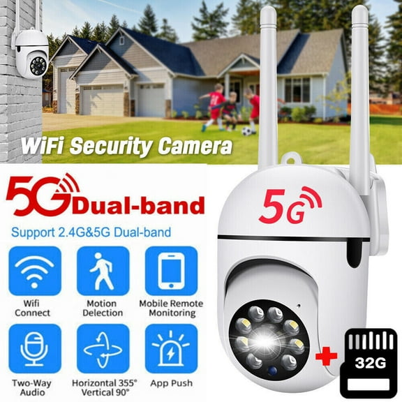 INFISU Wireless Home Security Camera 5G ,1080P Security Cameras Indoor with Motion Detection WiFi Night Vision Surveillance Camera ,2-Way Audio Camera with 32G Memory Card