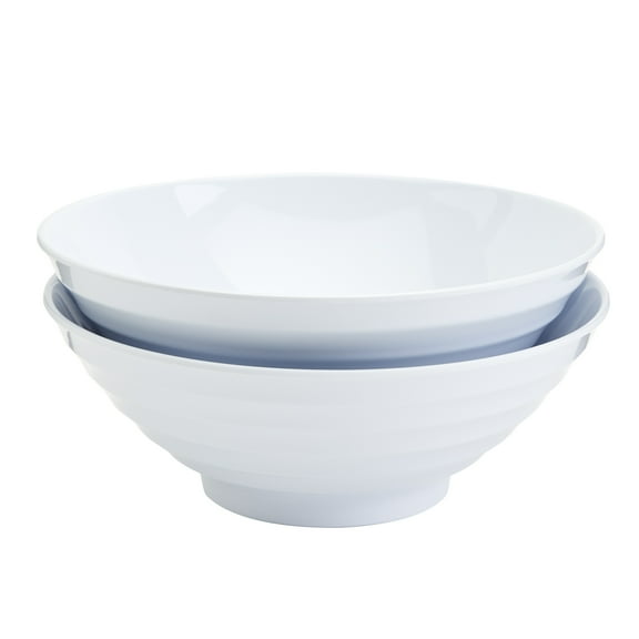 INFUSE 2-Piece 8" Melamine Noodle Ramen Bowls Set, White