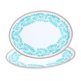 thumbnail image 1 of INFUSE 2 Piece Lebrillo Pattern Melamine Serving Platters Trays Set for Outdoor Parties Entertaining, Aqua, 1 of 5