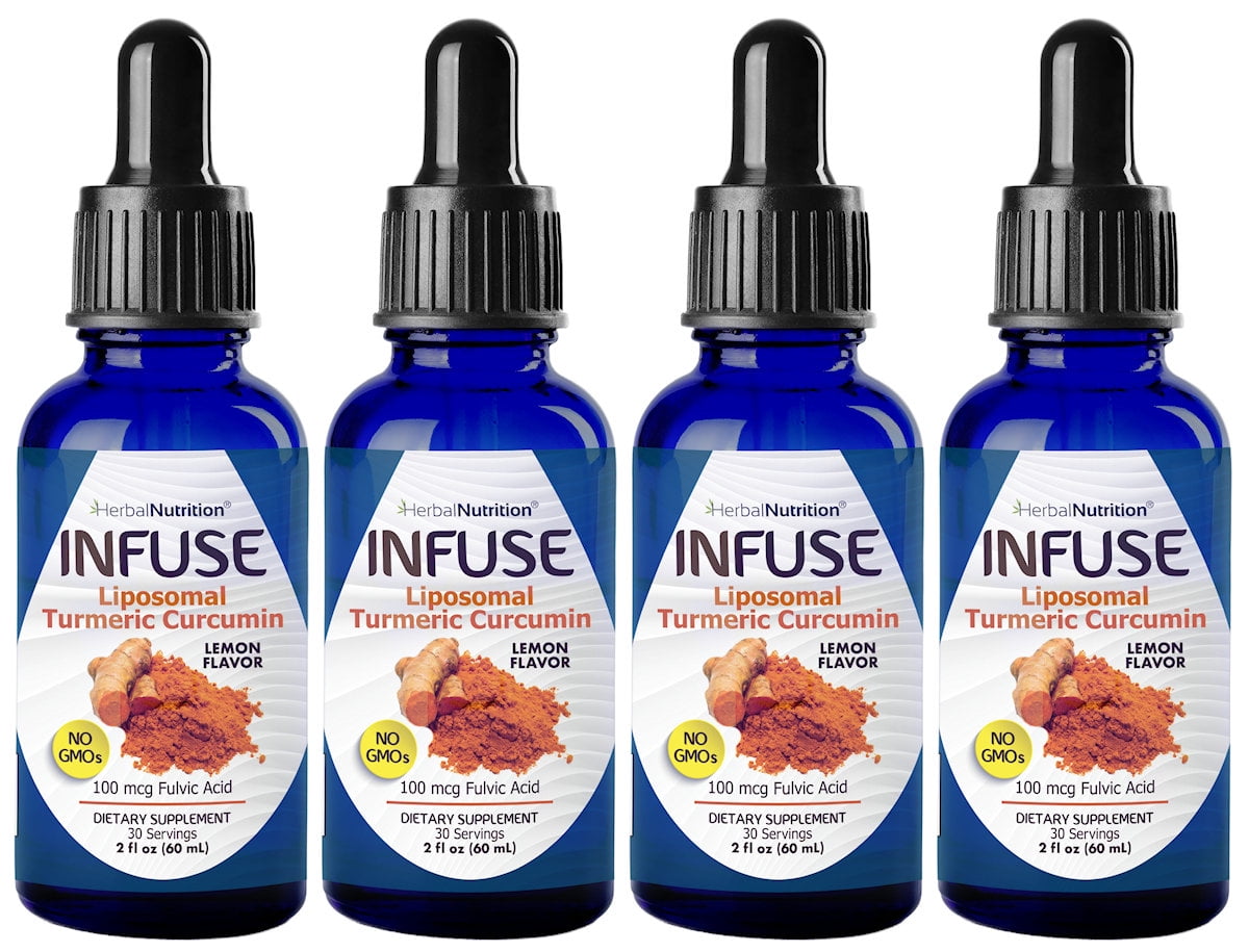 INFUSE – Liposomal Organic Liquid Turmeric Curcumin Superior Absorption, 95% Curcumin, High Potency Organic,With Fulvic Acid, MFD USA, 4 Pack