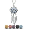 thumbnail image 1 of INFUSEU Dream Catcher Essential Oil Diffuser Necklace Lava Stone Aromatherapy Jewelry for Women, Mandala Flower Filigree with Angel Feather, 7 Rocks, 24 Inch Chain, 1 of 8