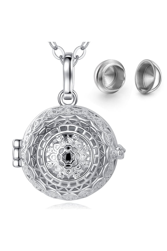 Human Pet Memorial Jewelry for Ashes for Women, Keepsake Necklace for Dad Mom Grandma Grandpa Pet Dog Cat Cremation, Meaningful Wheel of Life Lotus Pendant and 24 Inch Chain